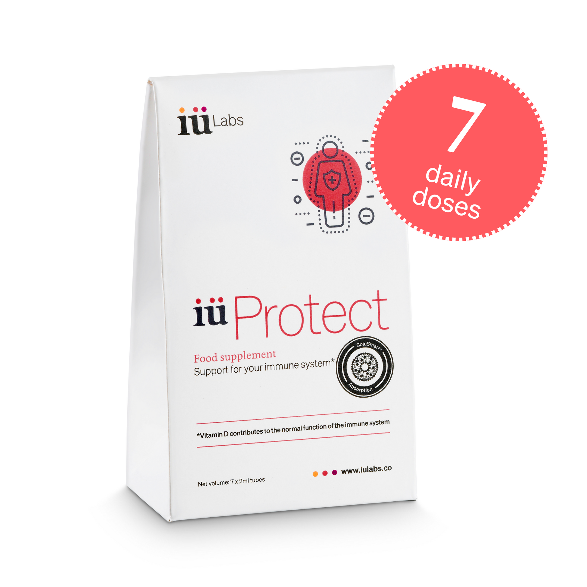 7 day trial pack of iüProtect from iüLabs, immune health support supplement, tubes and package, iuProtect, iuLabs