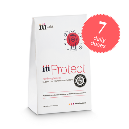 7 day trial pack of iüProtect from iüLabs, immune health support supplement, tubes and package, iuProtect, iuLabs
