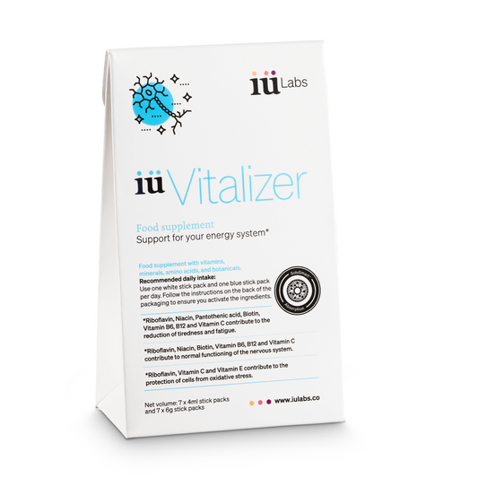 front of the product, 7 day trial pack iüVitalizer from iüLabs, energy boost supplement, iuLabs, iuVitalizer
