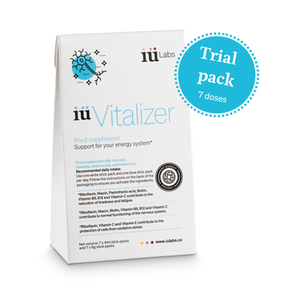 7-day trial pack of iüVitalizer from iüLabs, energy support supplement